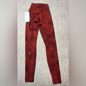 Lululemon Wunder Train HR Tight 28” 2 Red Logo Ombre Leggings Full Length LLBR